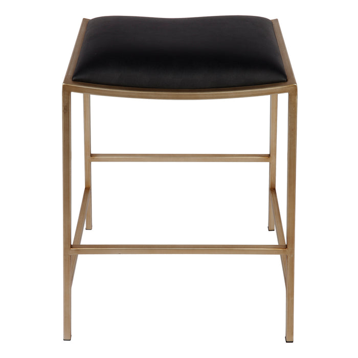 Kai Gold Kitchen Stool - Black Vegan Leather