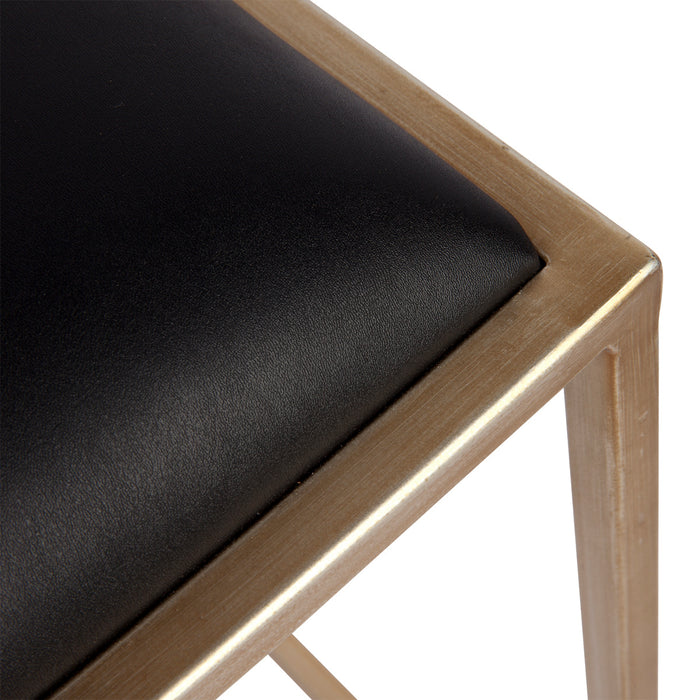 Kai Gold Kitchen Stool - Black Vegan Leather