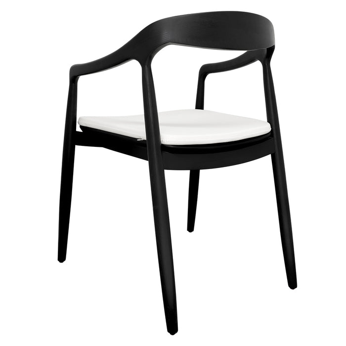 Astrid Ashwood Dining Chair Set of 2 - Black w White Linen