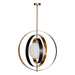 [Brand] pendant lamp with concentric metallic rings, modern design.