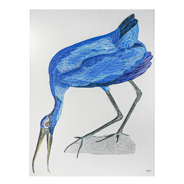 Blue bird artwork by [Brand] against a white background.