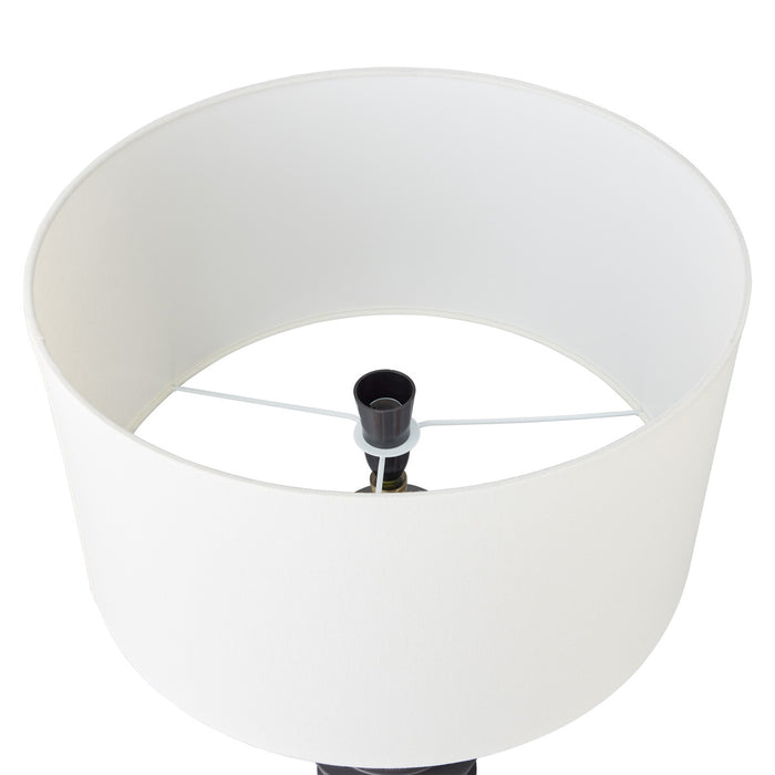 [Brand] white lamp shade with a metal frame structure.