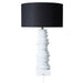 Sculptural white lamp with black shade by [Brand].