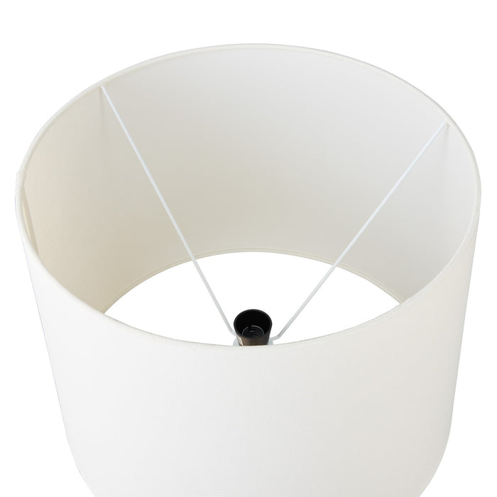 [Brand] white lampshade with white support rods, top view.