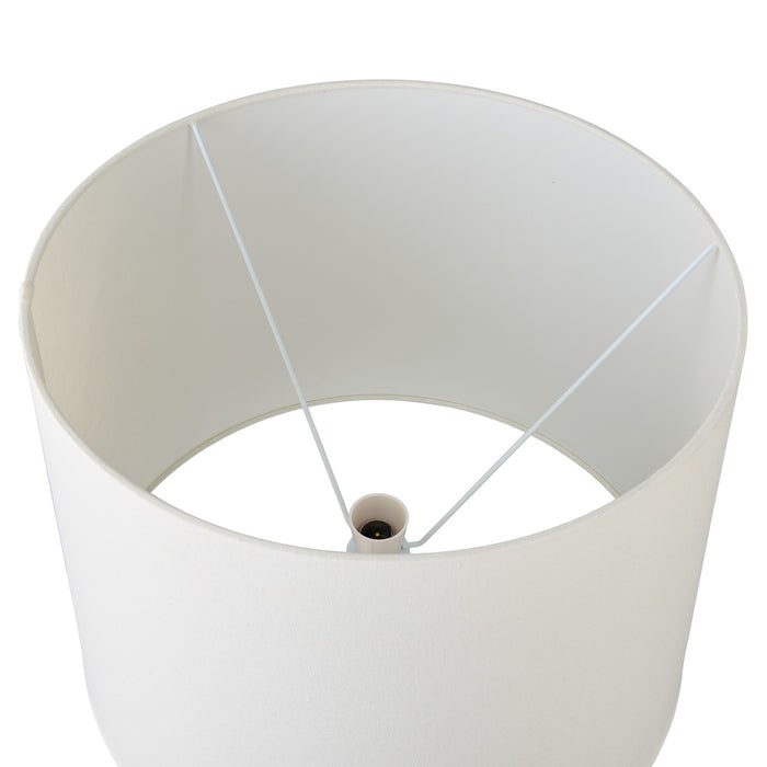 White cylindrical lampshade from [Brand] with metal frame inside.