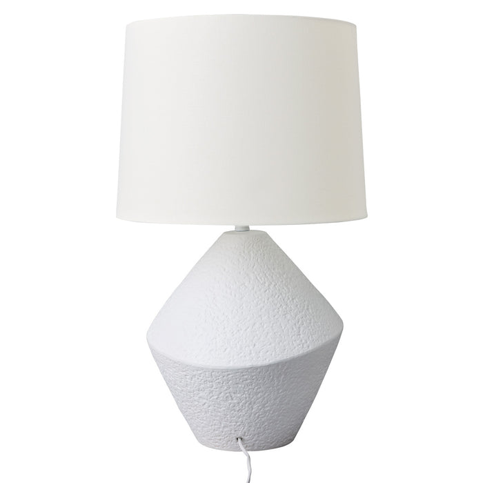 White textured table lamp with cylindrical shade, [Brand]. Minimalist design.