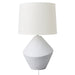 White textured table lamp with cylindrical shade, [Brand]. Minimalist design.