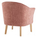 Pink fabric chair with wooden legs, [Brand] furniture design.