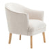 Cream fabric armchair with wooden legs by [Brand].