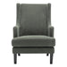 Dark gray armchair with high back, [Brand], wooden legs.