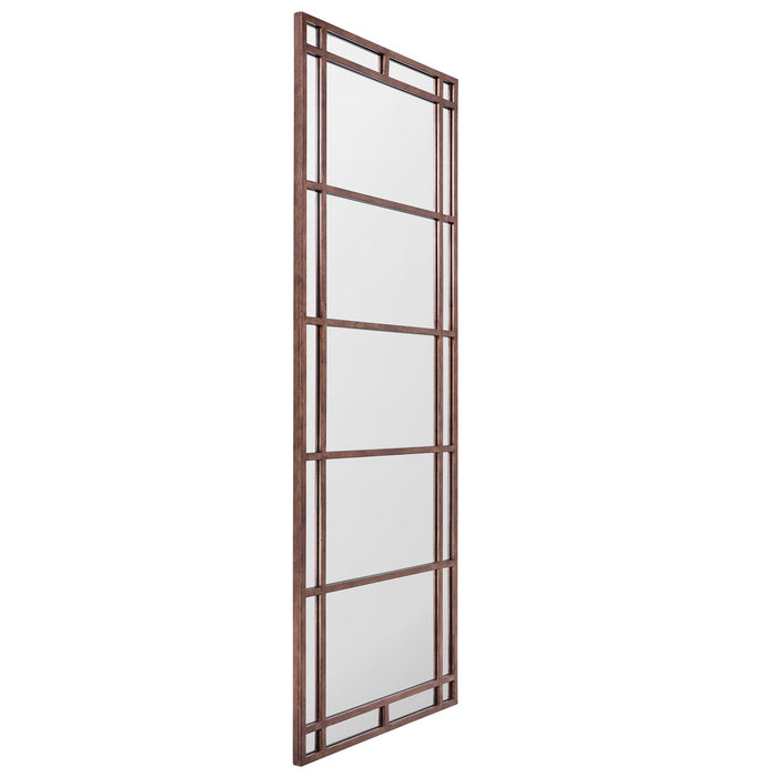 Tall rectangular mirror with wooden frame by [Brand].