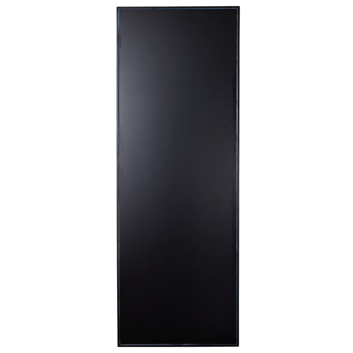 Tall black solar panel by [Brand] against white background.