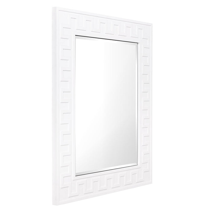 White geometric framed mirror featuring [Brand] design elegance, ten words.