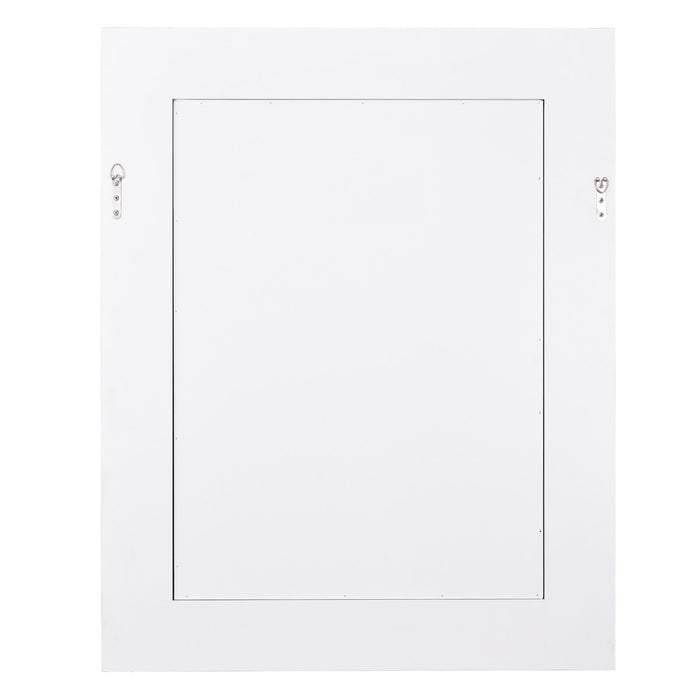 White [Brand] access door with keyhole on both sides.