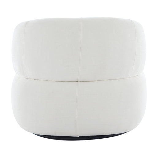 White upholstered swivel chair from [Brand], front view.