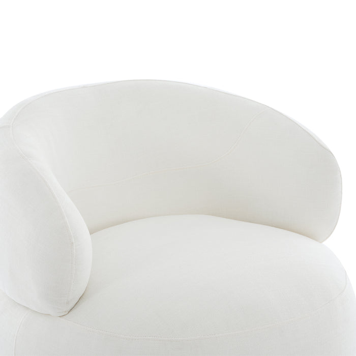 Modern white armchair with curved backrest, by [Brand].