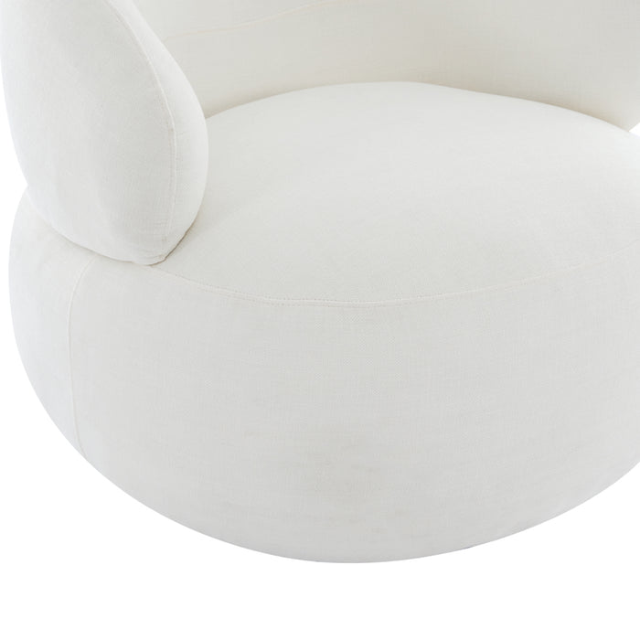 Rounded white chair seat with modern design by [Brand].