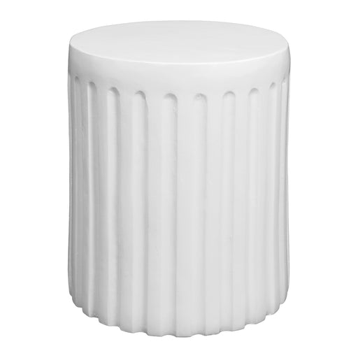White ceramic stool with vertical grooves, by [Brand].