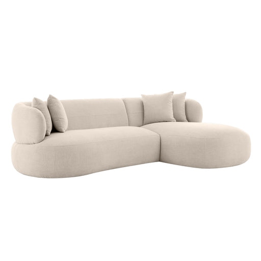 [Brand] modern beige sectional sofa with plush cushions, elegant design.