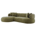 Olive green sectional sofa with pillows by [Brand], modern design.