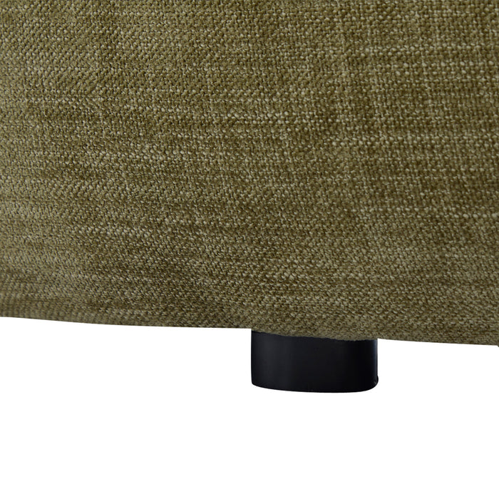 Green textured fabric with black leg, featuring [Brand] furniture.