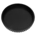 [Brand] black round tray with ridged edges, minimalist design.