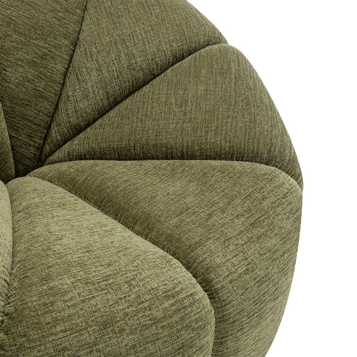 Green cushioned fabric chair with segmented design by [Brand].