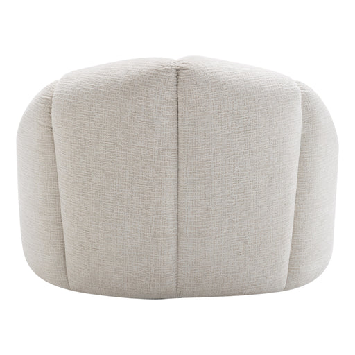 Soft beige ottoman with textured fabric by [Brand].