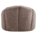 Brown upholstered ottoman with textured fabric, by [Brand].
