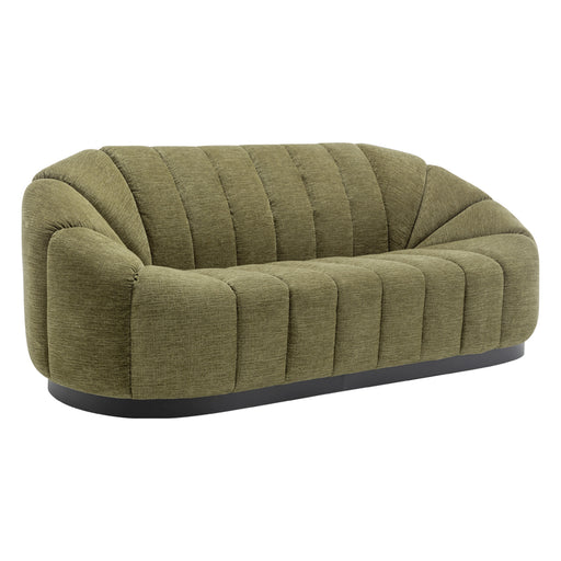 Green textured sofa with rounded design from [Brand].