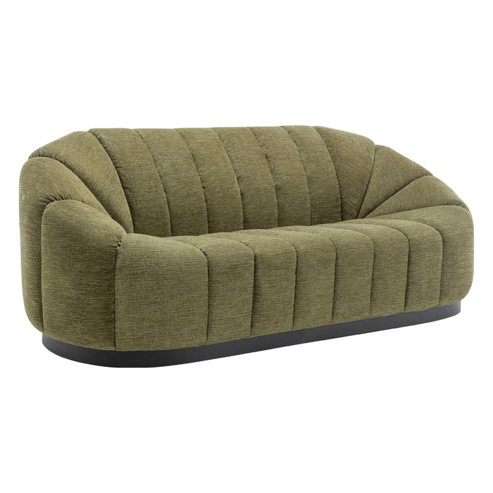 Green textured sofa with rounded design from [Brand].