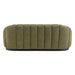 Olive green sofa with vertical stitching, [Brand] designed luxury piece.