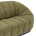 Olive green plush sofa by [Brand], featuring vertical stitching.