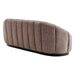 Brown tufted sofa with black base from [Brand].