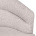 Soft, light grey fabric armrest from [Brand] sofa close-up.
