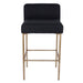 Bar stool featuring black seat and gold legs by [Brand].