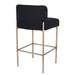 Stylish [Brand] barstool, black upholstery, gold metal legs.
