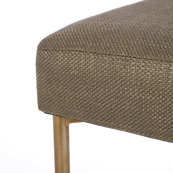 [Brand] chair featuring woven fabric and sleek metal leg.