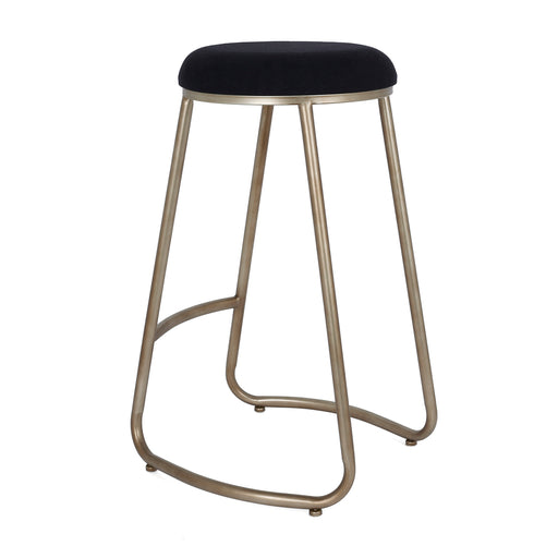 [Brand] modern stool with black seat and gold frame.