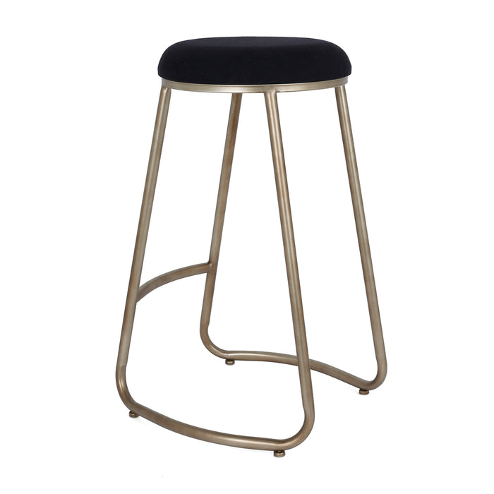 [Brand] modern stool with black seat and gold frame.