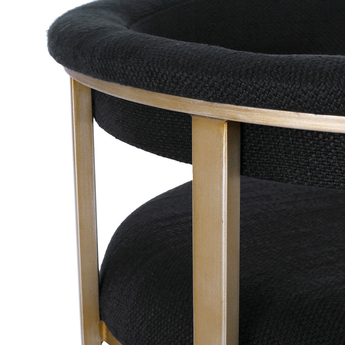 Black textured chair with gold frame, modern design, [Brand].