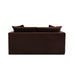Brown sofa by [Brand], back view with plush cushions.