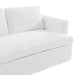 White sofa with plush cushions from [Brand], angled armrest.