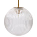 Clear ribbed glass pendant light by [Brand] with brass accents.