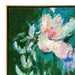 Abstract floral painting featuring vibrant colors, framed by [Brand].