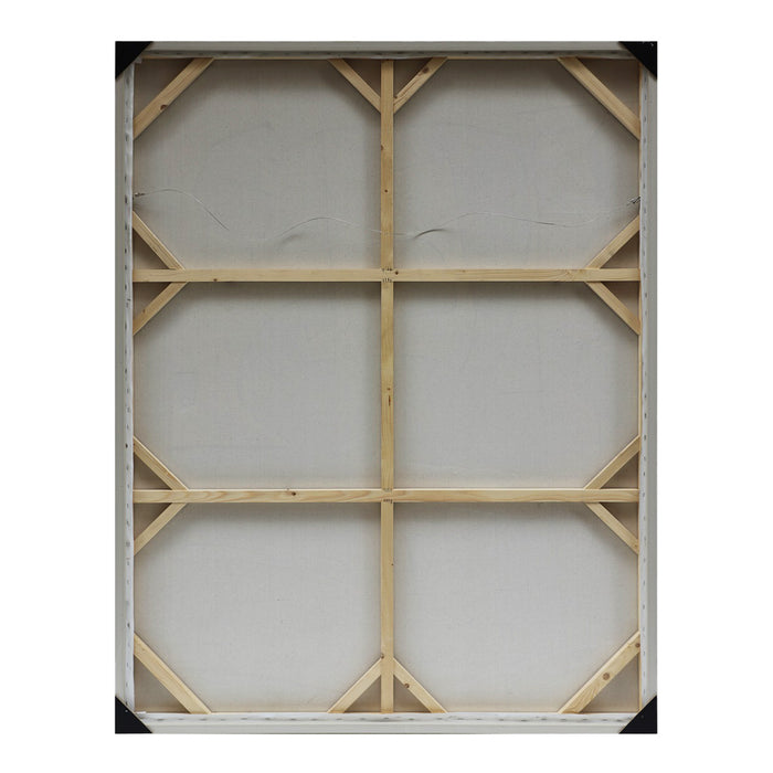 Back of canvas showing wooden frame, by [Brand].