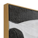 Textured black and white painting, wooden frame, [Brand] artwork.