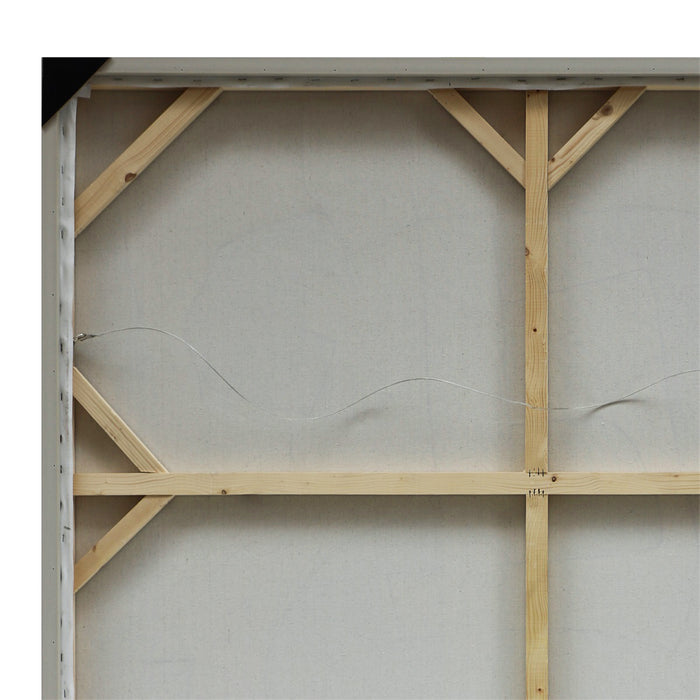 Back of a [Brand] canvas with wooden stretcher bars.