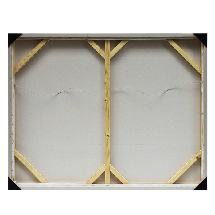 Back of framed canvas with wooden support, [Brand].