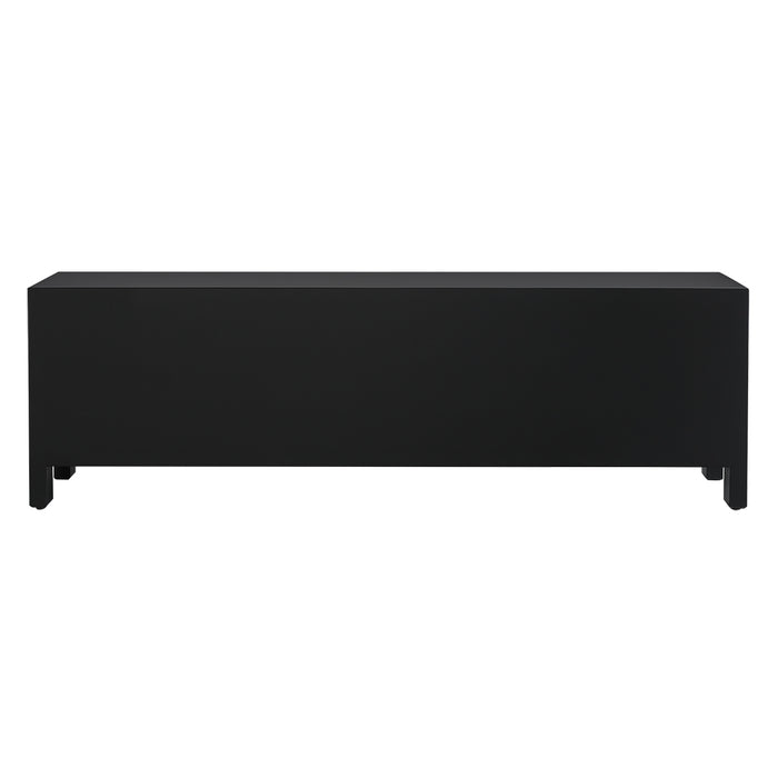 [Brand] black minimalist bench with sleek rectangular design, simple elegance.